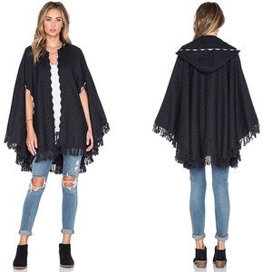 Brixton Junie Hooded Poncho in Black